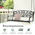 thumbnail image 6 of Costway 2-Person Metal Outdoor Porch Swing Hanging Patio Bench 485 Lbs Capacity Black, 6 of 11