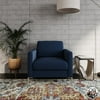 Queer Eye Fabry Modern Accent Chair with Metal Legs, Blue Linen