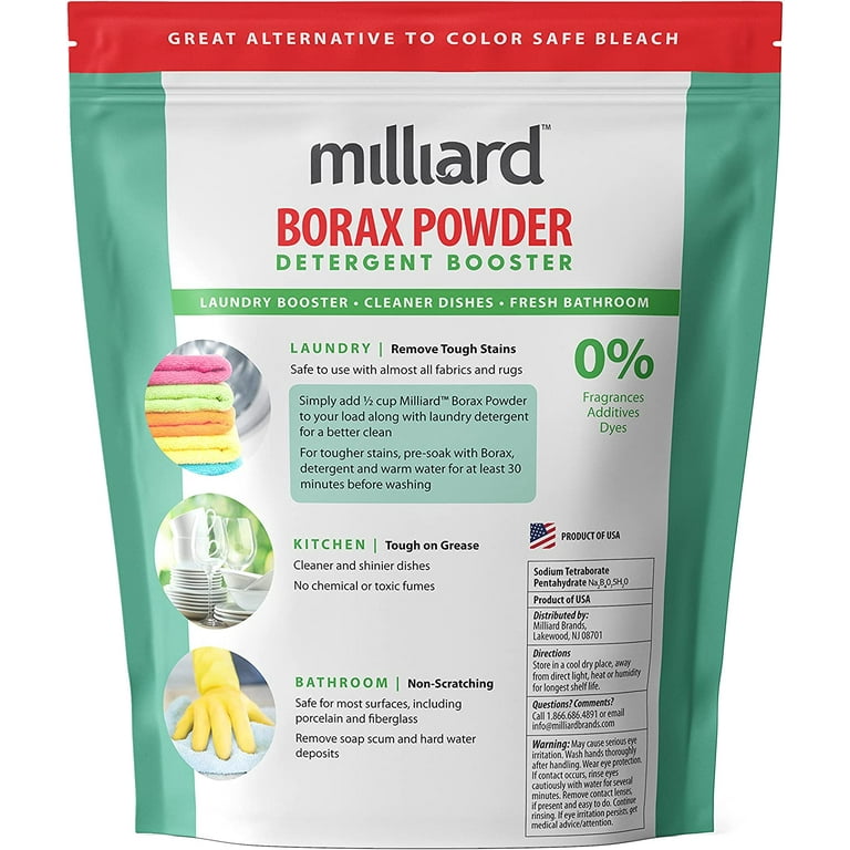 Milliard Borax Powder - Pure Multi-Purpose Cleaner/Laundry Detergent  Booster (1 lb.)