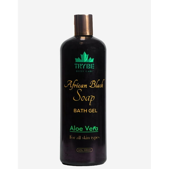 Trybe African Black Soap - Bath Gel (Aloe vera), 500 ml./17 Oz.