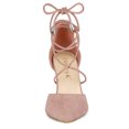 thumbnail image 2 of BLISSFUL STEP Women's Pointy Toe Chunky Heels Lace Up Pumps, 2 of 6
