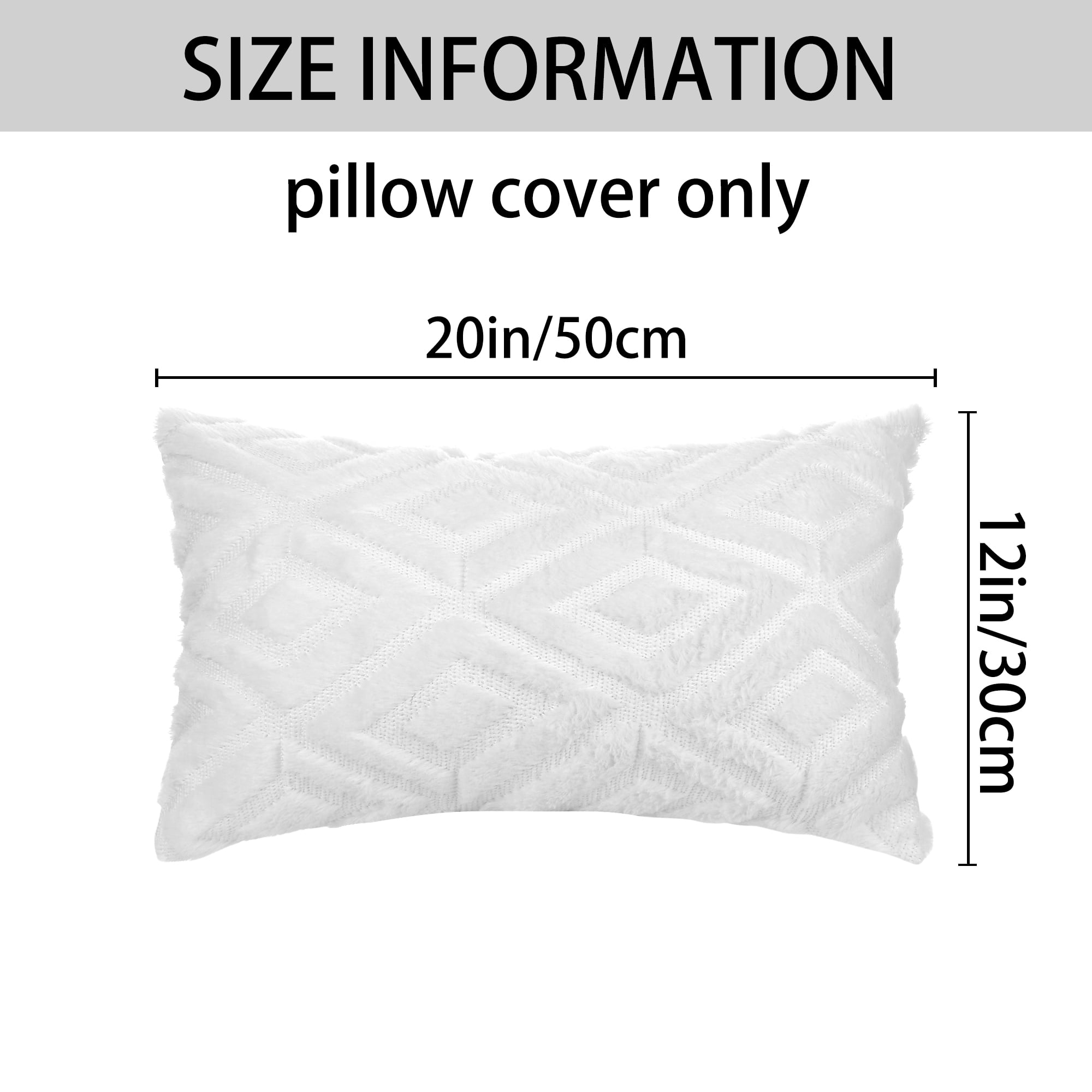 Unique Bargains Shaggy Plush Throw Pillow Covers Couch Pillow Covers (2 Count) White-1 12" x 20"