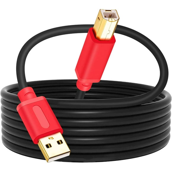 ABDFHE-Printer Cable 20Ft, USB 2.0 High Speed Gold-Plated Connectors Printer Scanner Cable Cord A Male to B Male for HP, Canon, Lexmark, Dell, Xerox, Samsung etc (20Ft, Red)