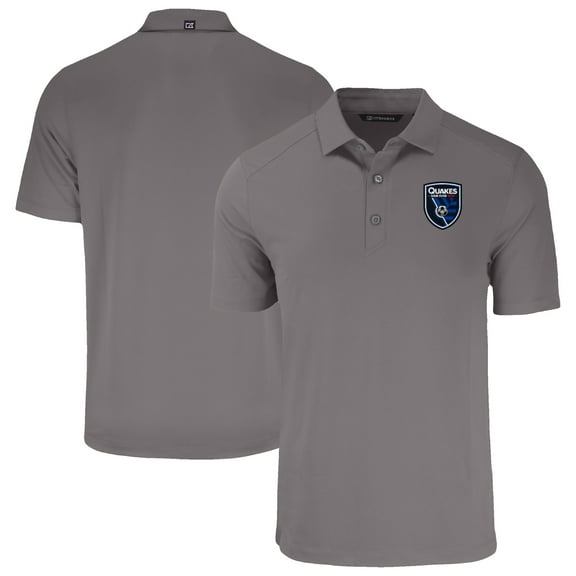 Men's-Cutter & Buck  Gray San Jose Earthquakes Big & Tall Forge Eco Stretch Recycled Polo