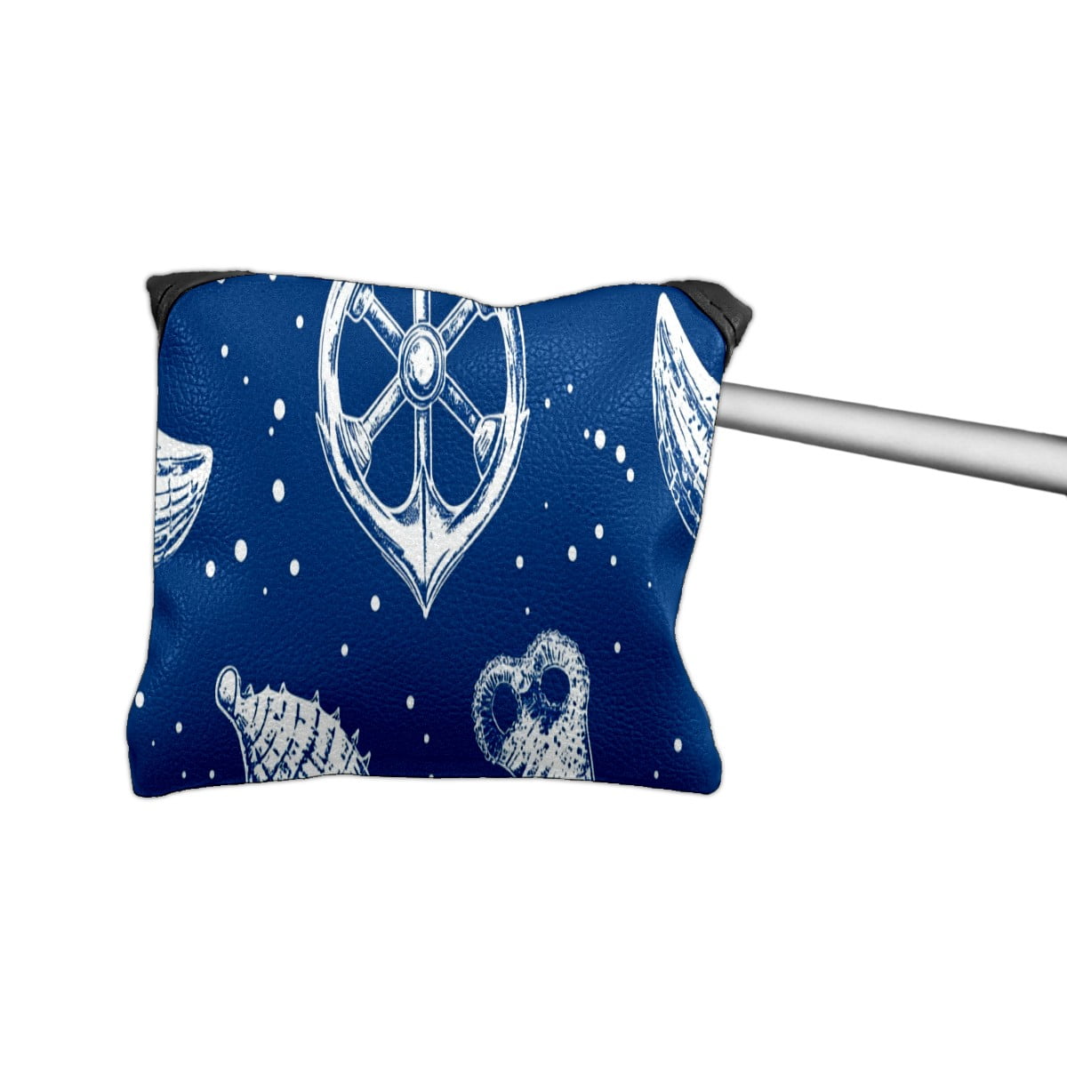Golf Mallet Putter Cover Premium Leather Waterproof Golf Putter Head Cover with Magnetic Closure Ocean-themed Patterns