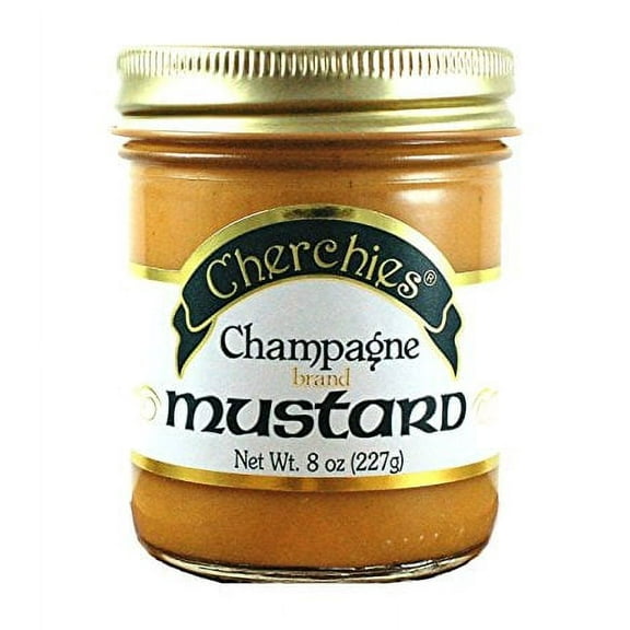 Cherchies Champagne Brand Mustard - 8 Ounce Jar - Award Winning and World Famous! Truly the Champagne of Champagne Mustards!