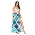thumbnail image 2 of FORMRS Womens Long Sarong Beach Wrap Semi-Sheer Bikini Skirt Bathing Swimsuit Cover Up, Blue Geometric Pattern, 2 of 7