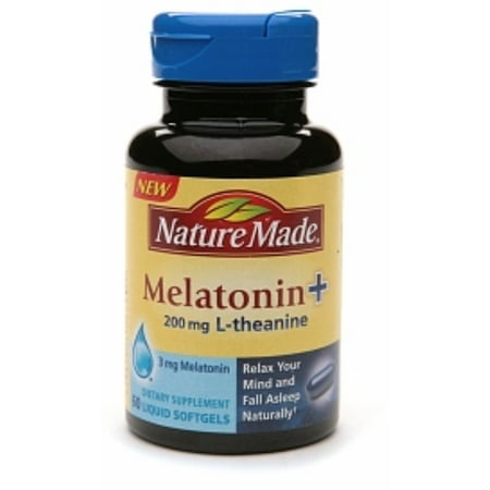 Nature Made Melatonin + L-Theanine 200mg, Softgels 60 Caplets (Pack of 4)