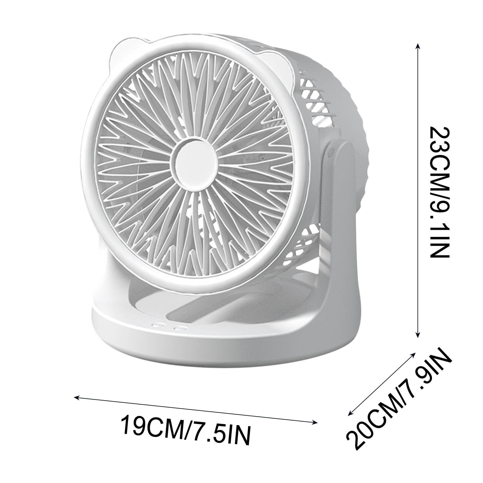 LSLJS USB Desk Fan, 9" Portable Desktop Table Fan with LED Lights, 180°Rotatable 3 Speeds Strong Airflow Quiet Operation Cooling Fan, Hanging/Standing Small Personal Fan for Home Office Bedroom Car