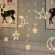 Mainstays 144-Count Indoor Battery Operated Warm White LED Curtain Lights with Stars and Moons
