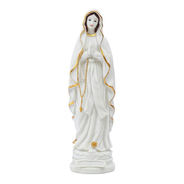 Estatuilla religiosa luminosa de la Virgen María unida a una palma