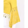 thumbnail image 6 of HULIJA Women Glitter Bead Tassel Belly Dance Top Lace 3/4 Flared Sleeves Shawl Crop Tops Dancewear Yellow XL, 6 of 7
