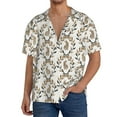 thumbnail image 3 of Vsdgher Retro Bunny Print Men's Wrinkle Free Untucked Cuban Shirt Business Casual Button Down Shirts Short Sleeve Shirt, 3 of 7