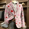 thumbnail image 2 of Men's Printed Corduroy Pocket Blazer, Casual Suit Cardigan Jacket, Pink, L, 2 of 6
