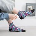 thumbnail image 2 of Rateoe Skull blue leaf Pattern Quarter Crew Socks,Toe Seamed Ankle Socks,Cotton Cushioned Breathable Athletic Crew Sports Socks, 2 of 7