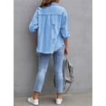 thumbnail image 3 of SUNSIOM Women's Oversized Denim Jacket Coat Lapel Long Sleeve Button Up Ripped Jean Jacket Autumn Spring, 3 of 6