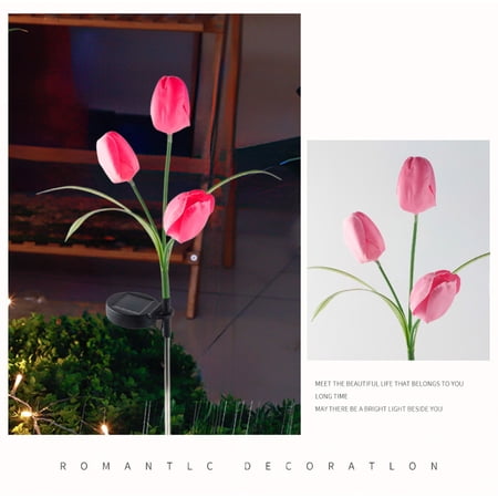 Solar Tulip Stake Lights 31.5 Inch Outdoor Garden Pathway Lamp Waterproof LED Flower Decor for Yard Lawn Patio