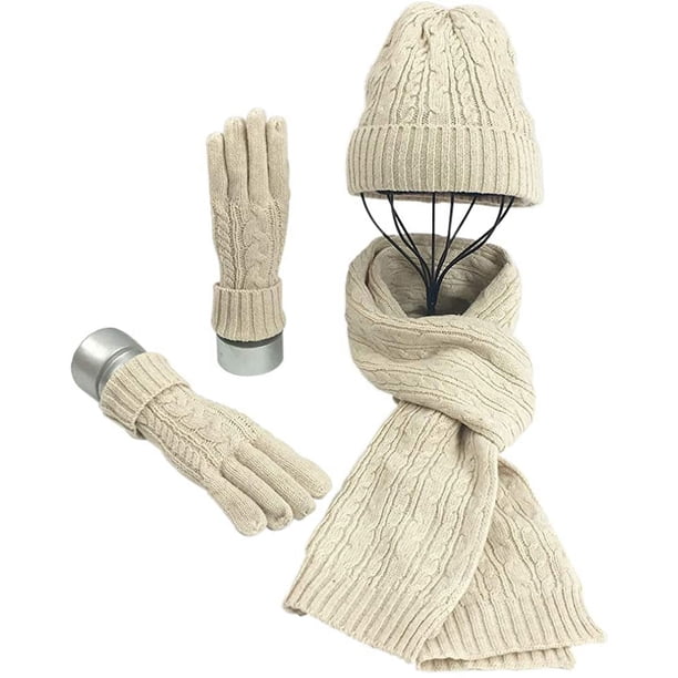 Conjuntos de gorro, bufanda y guantes para mujer Bufanda larga de punto suave y cálida 3 en 1 Conjunto de punto grueso de invierno para esquiar al aire libre Compras Pesca Zhivalor Otros Accesorios Hombre