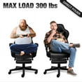 thumbnail image 4 of FULLWATT Racing Style Reclining Gaming Chair High Back Large Size Ergonomic Adjustable Swivel Computer Chair with Footrest Headrest and Lumbar Support PU Leather Executive Office Chair (Black), 4 of 12