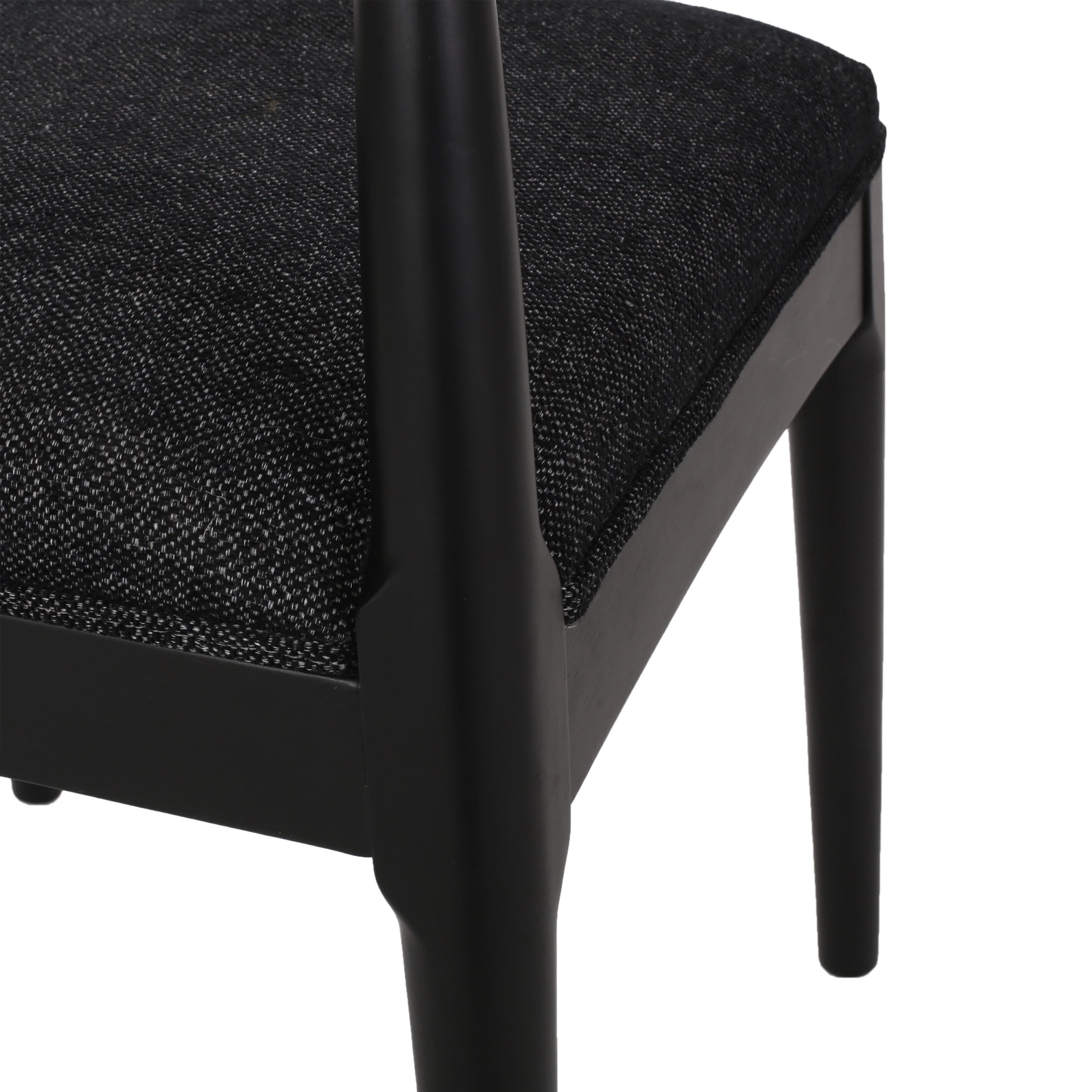 Noble House Cotterell Fabric and Wood Dining Chairs, Set of 2, Blacked Textured Tweed and Black