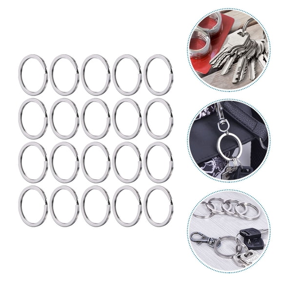 Luxshiny 100Pcs Silver Metal Key Rings Flat Split Round Rings for Key Chain Attachment and DIY