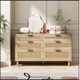 thumbnail image 4 of 51" Rattan Dresser with Drawers, 6 Drawer Dresser for Bedroom, Clothes Storage Cabinet for Bedroom, Metal Handle&Wood Legs for Hallway, Living Room, Bedroom,Natural, 4 of 12