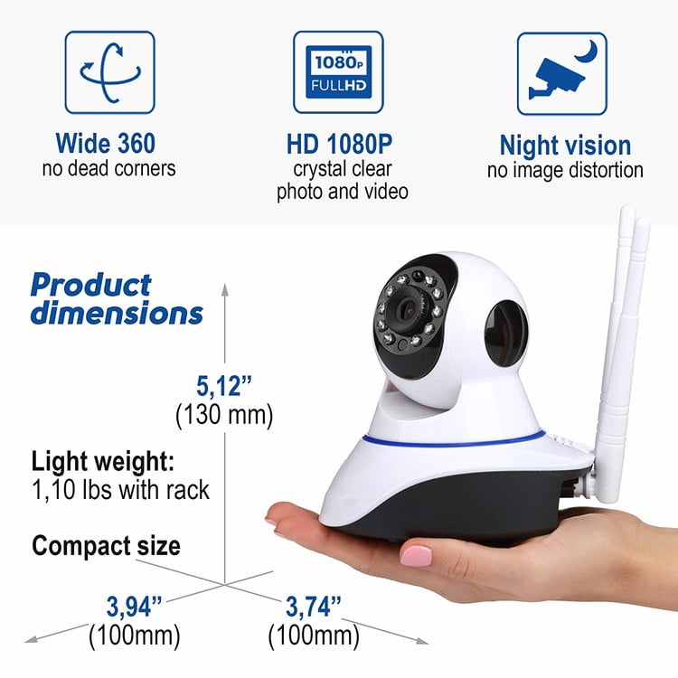 Wireless Security Dome Camera 1080P Indoor Home Surveillance IP Camera，with and 