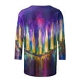thumbnail image 5 of DDAPJ pyju Hanukkah Shirts for Women 3/4 Sleeve Crewneck Tops Menorah Graphic Tees Chanukah Jewish Holiday Celebration Tshirt Gift Tee Top Early Multicolor M, 5 of 6