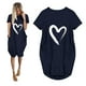 thumbnail image 4 of Puntoco Vestido De Manga Corta Con Cuello En V, Vestido Casual Suelto Con Estampado De Amor Para Mujer Azul Marino Xl, 4 of 5