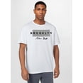 thumbnail image 1 of Camiseta informal de cuello redondo para hombre, ligeramente elástica, con estampado geométrico, corte regular, para verano, color negro. Ideal para actividades al aire libre y regalos., 1 of 6