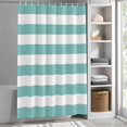 thumbnail image 3 of Classical Stripe Fabric Shower Curtain Teal Blue Washable Shower Curtains for Bathroom, Waterproof Bath Curtain with Hooks Home Decor 72x72in, 3 of 8