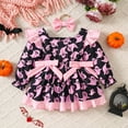 thumbnail image 2 of Jkety Toddler Girl Fall Outfits Toddler Baby Girl Outfit Pumpkin Print Long Sleeve Overall Dress Skirt Halloween Thanksgiving Clothes(Purple,3-6 Months), 2 of 7