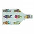 thumbnail image 1 of Ethnic Cutting Board, Boho Featured Ornate Fishes Gills Under the Sea Theme, Decorative Tempered Glass Cutting and Serving Board, Wine Bottle Shape, Multicolor, by Ambesonne, 1 of 1