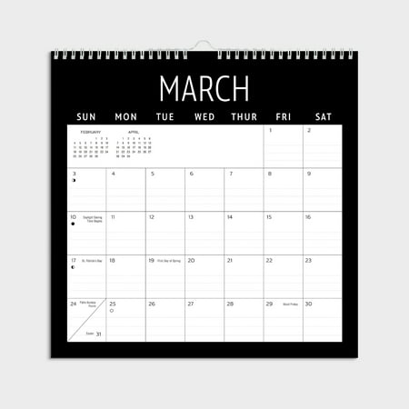 2024- 12 Month Calendar-Black Spiral Border-12x12 Spiral bound -by Pen + Gear