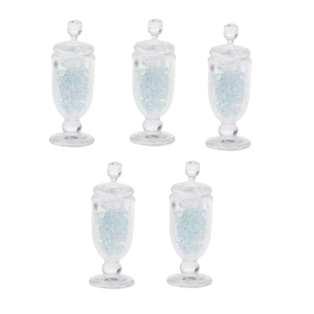 5 Unidades Mini Modelo de Dulces Frascos Coloridοs Adornos, Juguete de Niños para Decoración Comedor, Cocina de Dollhouse 8 x 8 *21 mm Azul claro