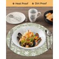 thumbnail image 3 of 13 Inch Round Placemats Set of 6, Green Christmas Non Slip Heat Insulation PP Table Mats, Snowflakes Xmas Winter New Year Washable Place Mats for Kitchen Dining Party Table Decor, 3 of 7