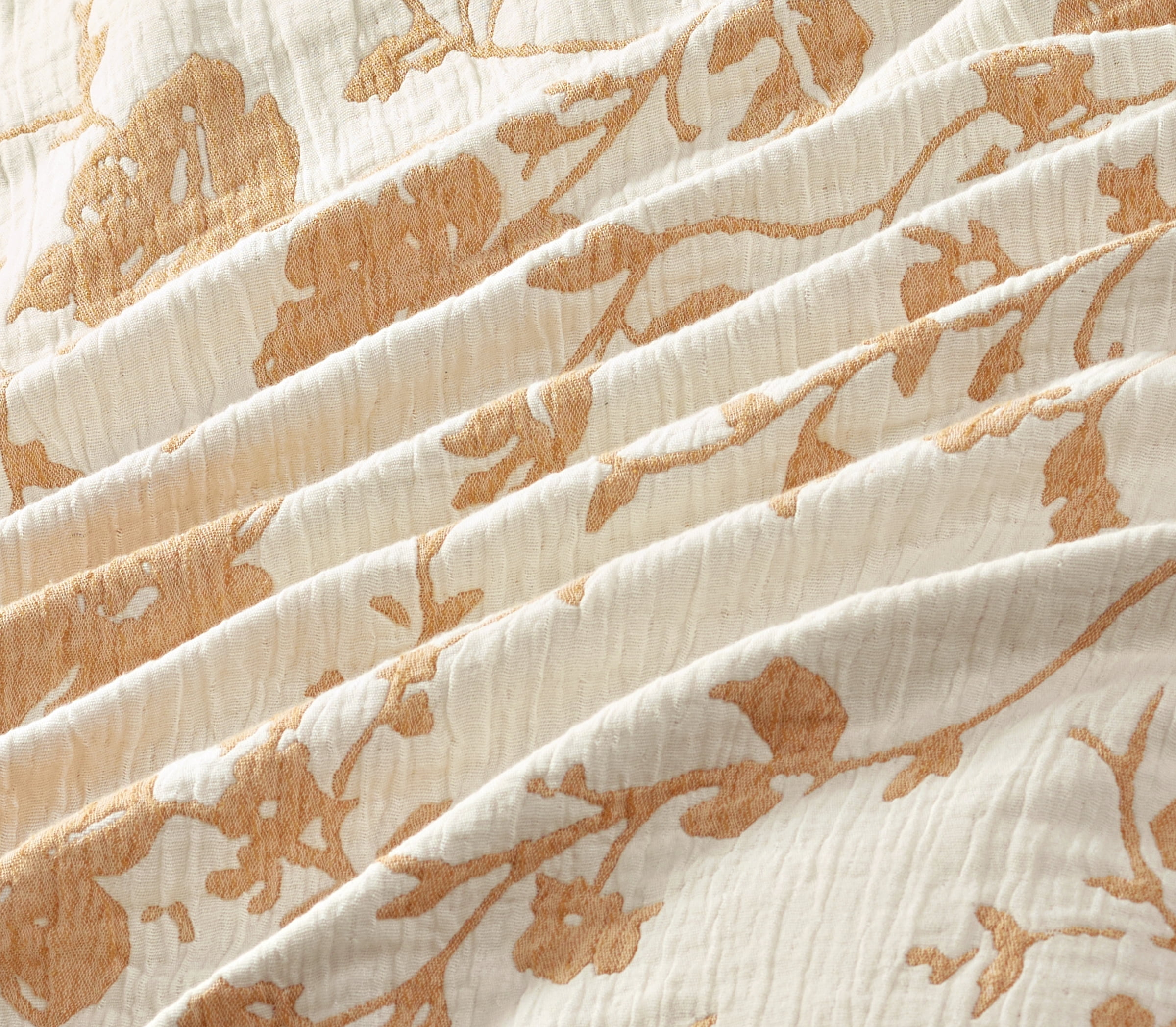 The Pioneer Woman Agatha Floral Gauze Quilt, King, Amber Yellow, Reversible Bedding
