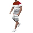 thumbnail image 2 of pxiakgy suits for men mens spring summer leisure sports breathable absorbing stitching printed short sleeve shorts two piece set men suits red + xl, 2 of 7