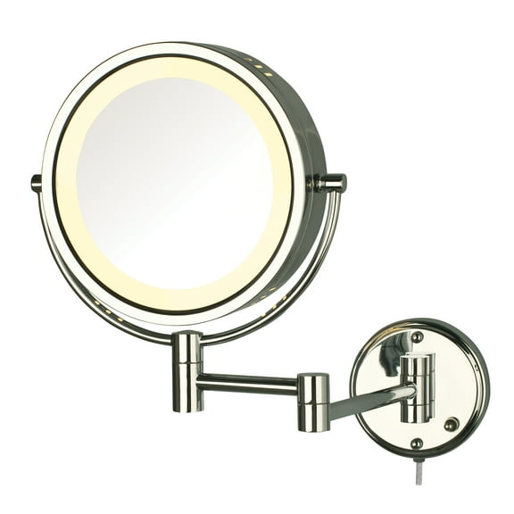 Jerdon 8.5-Inch Diameter Wall-Mounted Lighted Makeup Mirror with 8X-1X Magnification, Chrome Finish - Plug In - Model HL75C
