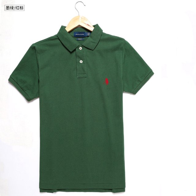 Pony Standard Men's Embroidered Solid Color Cotton T-Shirt, Loose Short Sleeve, Polo Shirt