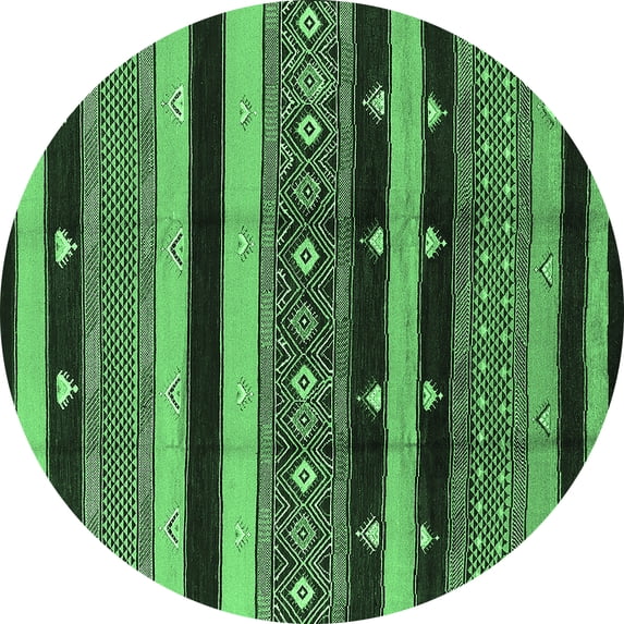 Ahgly Company Indoor Round Solid Emerald Green Modern Area Rugs, 6' Round