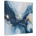 thumbnail image 2 of Ships Next Day Canvas Wall Art 8"x8", Navy Blue Marble Wood Framed Canvas Print Painting, Modern Abstract Ink Painting Ready to Hang Small Picture Wall Decor for Home Bathroom Nursery Kitchen, 2 of 9