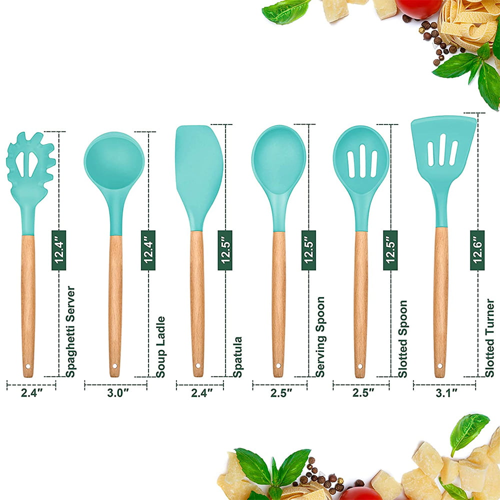 Silicone Kitchen Utensil Set, Cooking Spatulas Soup Ladle Slotted Spoon  Turner Pasta Server Basting …See more Silicone Kitchen Utensil Set, Cooking