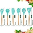 thumbnail image 4 of Kitchen Utensils Set of 6, VeSteel Silicone Cooking Utensils with Wooden Handle(Turquoise), 4 of 7