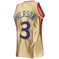 thumbnail image 3 of Men's Mitchell & Ness Allen Iverson Gold Philadelphia 76ers 75th Anniversary 1996/97 Hardwood Classics Swingman Jersey, 3 of 3