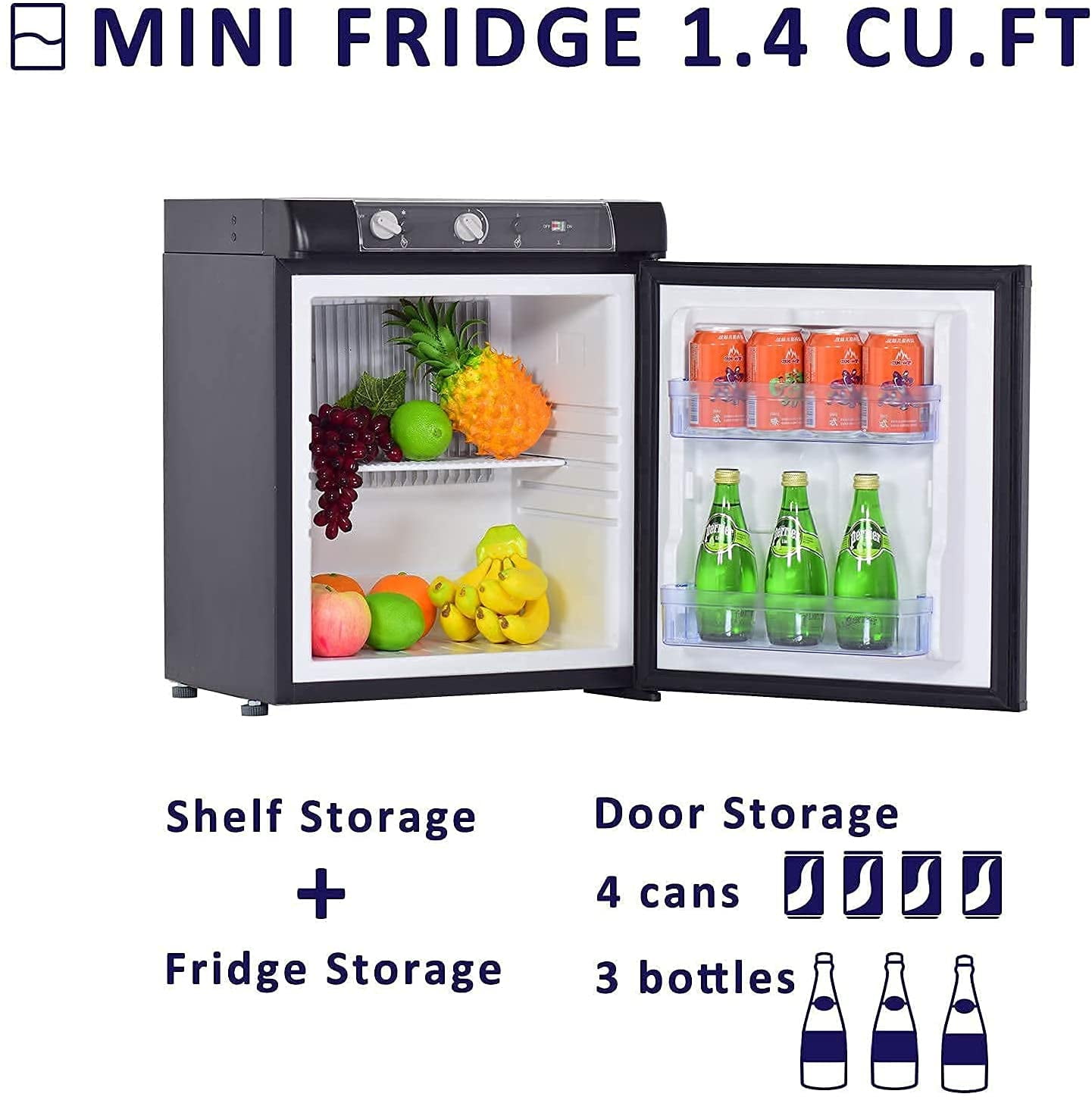 SMETA 3 Way Propane Rv Refrigerator 1.4 Cu.ft, Compact Camper