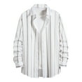 thumbnail image 3 of VBTAPA Mens Cotton Casual Button Down Shirt Jacket Lightweight Plaid Shacket Open Front Long Sleeve Cardigan Tops with Pocket White XS, 3 of 8