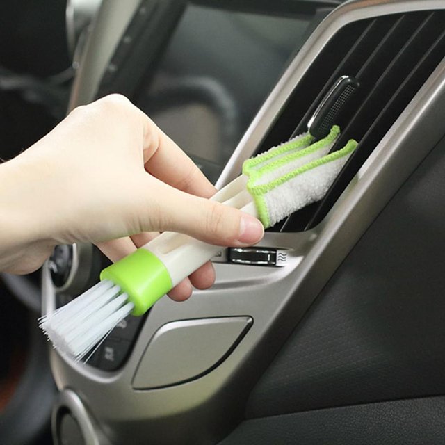 Cepillo de limpieza luoOnlineZ, cepillo de limpieza de ventilación de aire de coche de doble cara portátil, persianas de ventana, limpieza de teclado Vhermosa