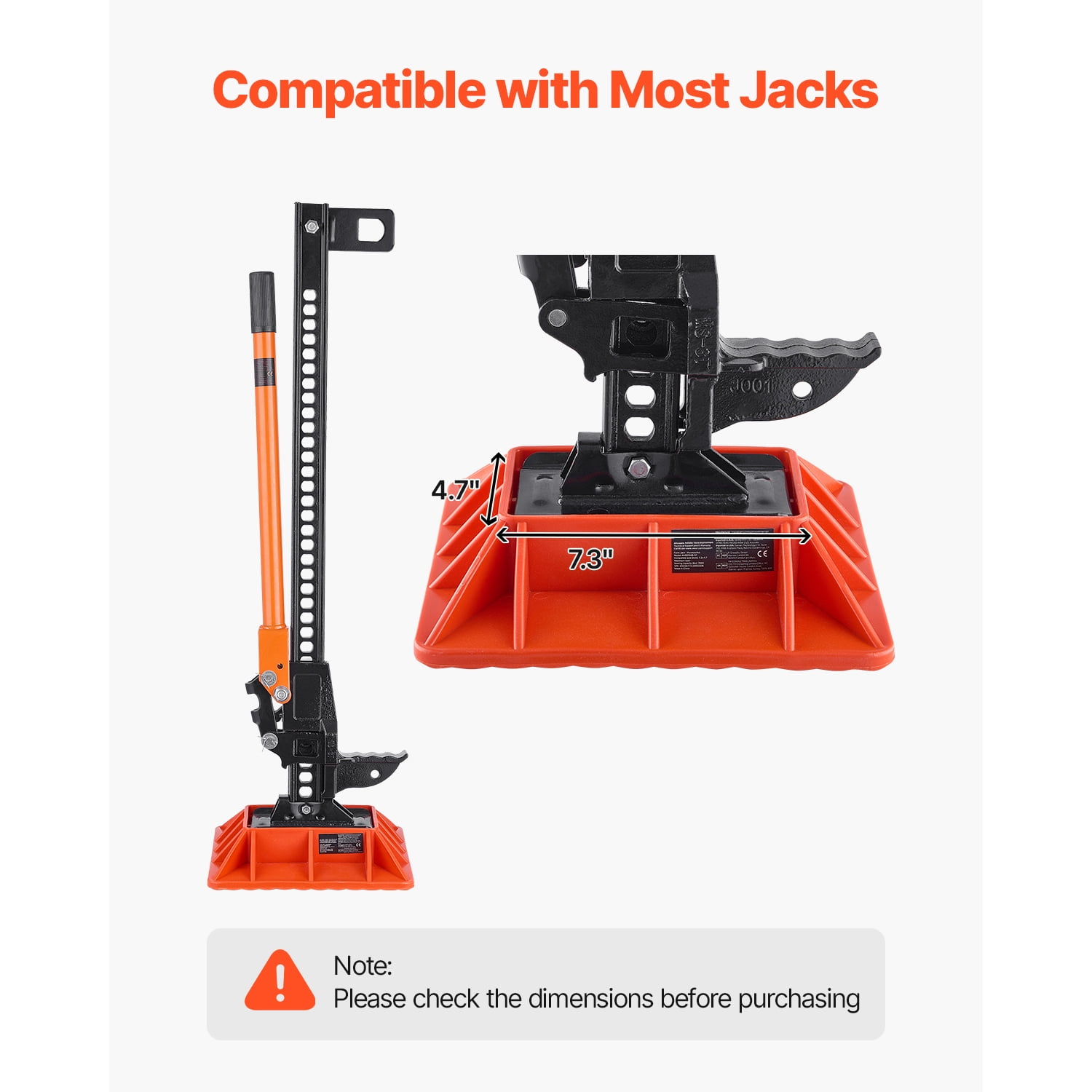 KFFKFF High Lift Jack Base and Handle Keeper, 11.6" x 11.6" Off-Road Jack Stand Base with 7000 lb Capacity, Featuring a 7.3" x 4.7" Base