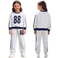 thumbnail image 5 of Haitryli Kids Girls 2 Piece Tracksuit Set Long Sleeve Pullover Top and Joggers Sweatpants Athletic Outfit Light Gray 140, 5 of 6